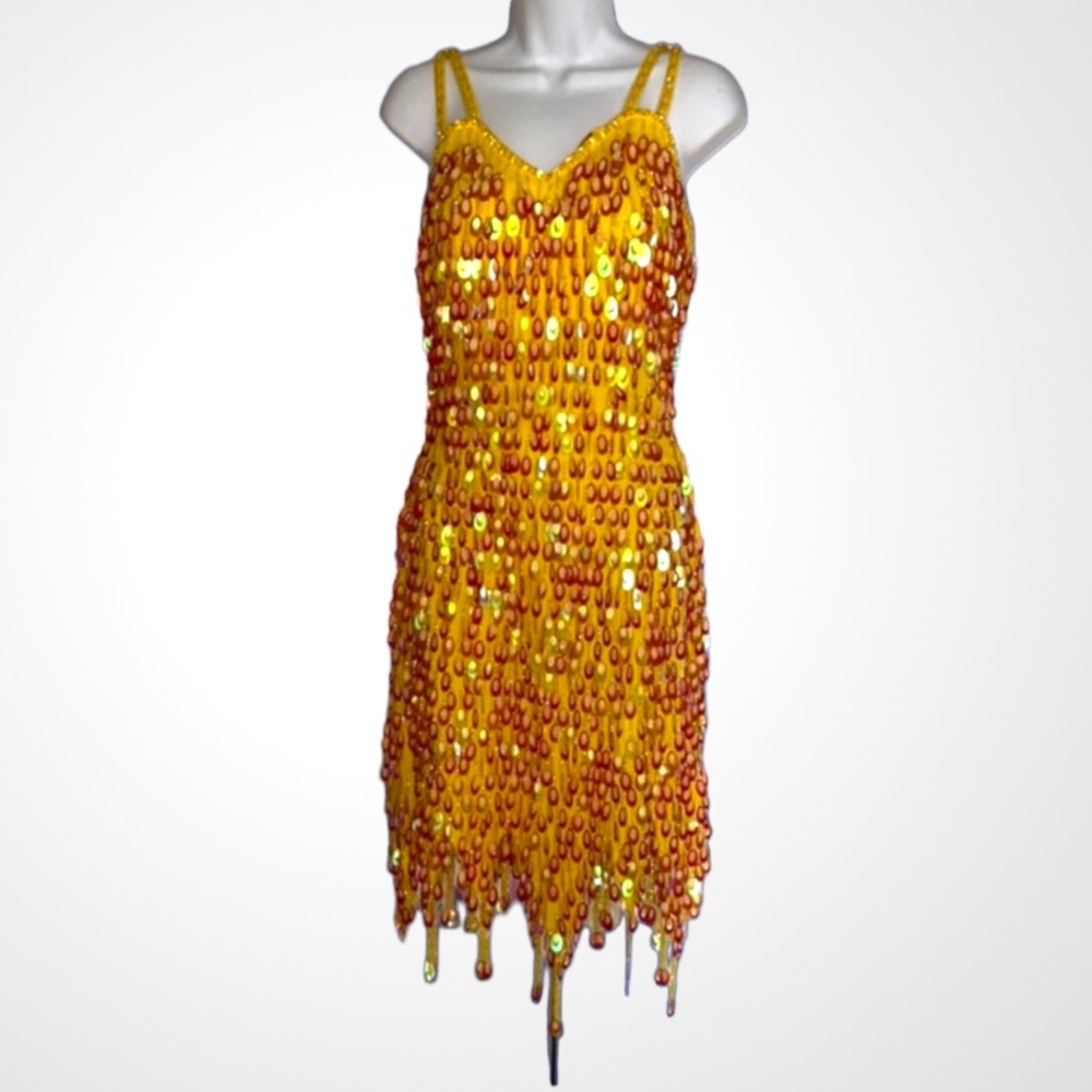 Yellow & Red Sequined Dress